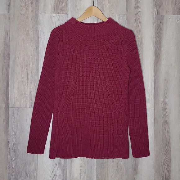 Talbots Womens Small Raspberry Knit Long Sleeve High Neck Sweater Casual Warm - Picture 1 of 7